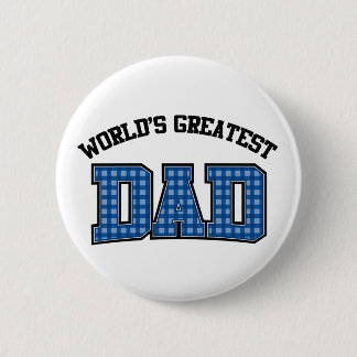 Badge Rond 5 Cm Meilleur Papa du Monde Bouton Carreaux