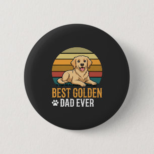 Badge Rond 5 Cm Meilleur Papa Golden Retriever Rétro Chien