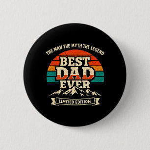 Badge Rond 5 Cm Meilleur Papa Homme Mythe Légende Rétro