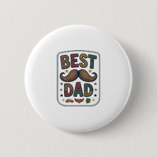 Badge Rond 5 Cm Meilleur Papa Moustache Vintage Vecteur Conception