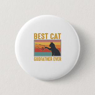 Badge Rond 5 Cm Meilleur Parrain de Chat Ever Vintage Chat Vector