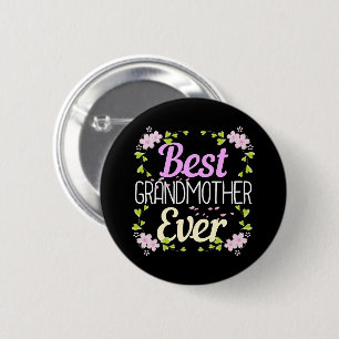 Badge Rond 5 Cm Meilleure grand-mère jamais - Rose Floral