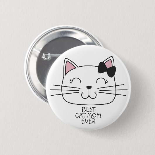 Badge Rond 5 Cm Meilleure maman de chat blanc jamais avec mignonne (Devant & derrière)