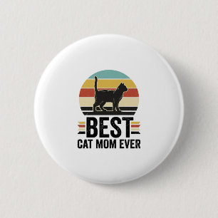 Badge Rond 5 Cm Meilleure Maman de Chat Vintage Chat Noir Rétro De