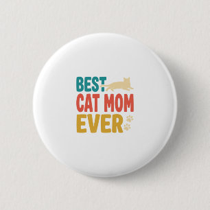 Badge Rond 5 Cm Meilleure Maman de Chat Vintage Design de Amateur 