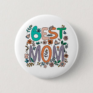 Badge Rond 5 Cm Meilleure maman Floral Pin