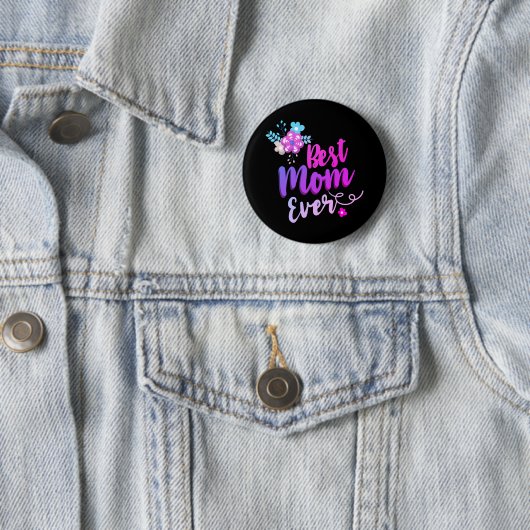 Badge Rond 5 Cm Meilleure Maman Florale (En situation)