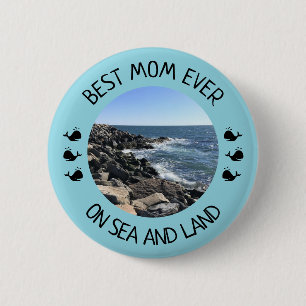 Badge Rond 5 Cm Meilleure Maman Photo d'Océan Bleu