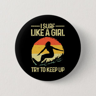 Badge Rond 5 Cm Meilleure surfeuse comme une fille Art pour femmes