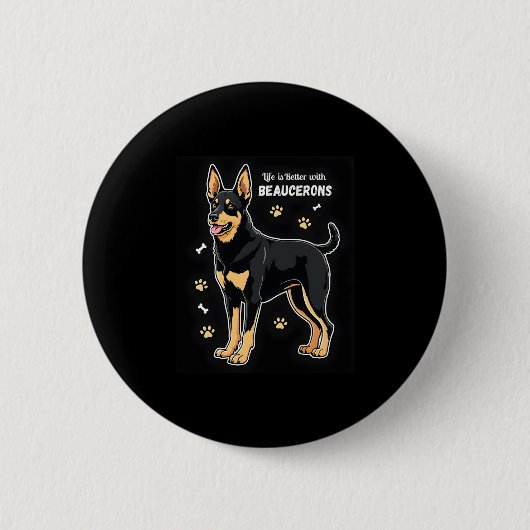 Badge Rond 5 Cm Meilleure vie avec Beauce Sheepdog Débardeur (Devant)