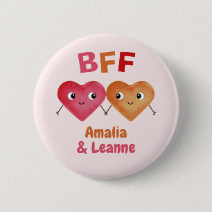 Badge Rond 5 Cm Meilleurs amis pour toujours BFF cœur mignon coupl