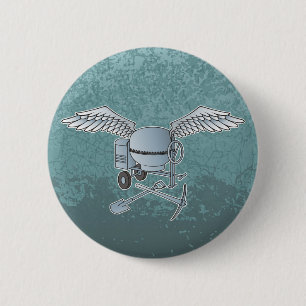 Badge Rond 5 Cm Mélangeur de béton bleu-gris