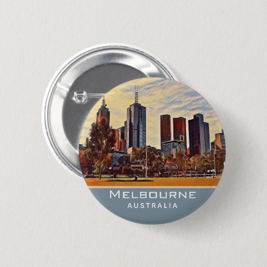 Badge Rond 5 Cm Melbourne Australie Skyline Watercolor Art (Devant & derrière)