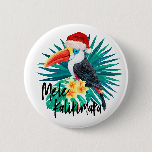 Badge Rond 5 Cm Mele Kalikimaka Oiseaux de la jungle tropicale (Devant)