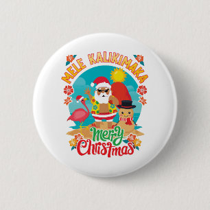 Badge Rond 5 Cm Mele Kalikimaka pour un Noël hawaïen brillant