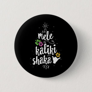 Badge Rond 5 Cm Mele Kalki Shaka Hawaii Arbre de Noël Kalikimaka