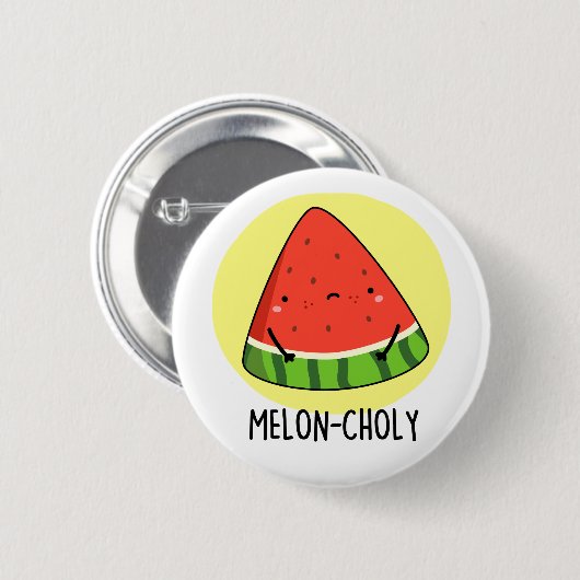 Badge Rond 5 Cm Melon-choly Funny Sad Watermelon Pun (Devant & derrière)