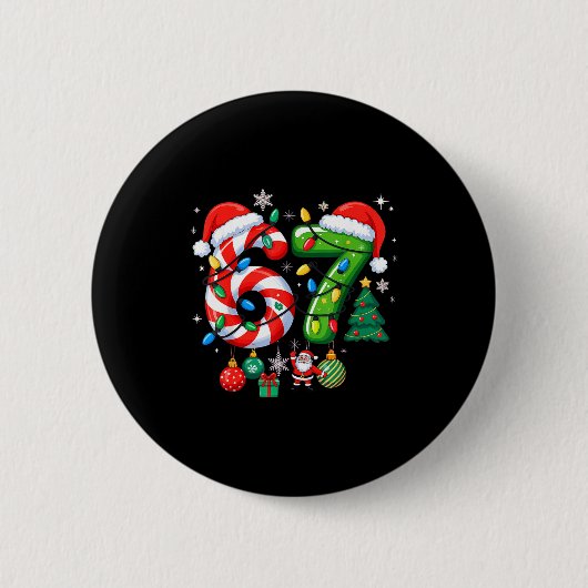 Badge Rond 5 Cm Meme 6 7 Christmas Matching Outfit Six Seven Trend (Devant)