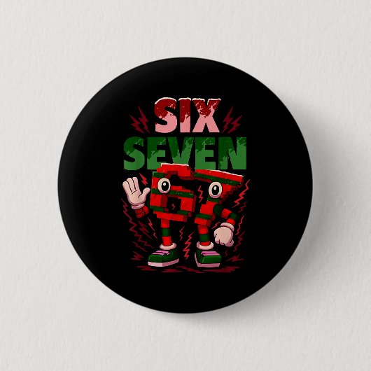 Badge Rond 5 Cm Meme 6 7 Six Seven Italian Brainrot Christmas Red  (Devant)