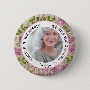 Badge Rond 5 Cm Mémé à jamais dans nos cœurs Noël floral