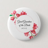 Badge Rond 5 Cm Mémé arrière-grand-mère de la mariée rose blanc fl (Devant)