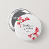 Badge Rond 5 Cm Mémé arrière-grand-mère de la mariée rose blanc fl (Devant & derrière)