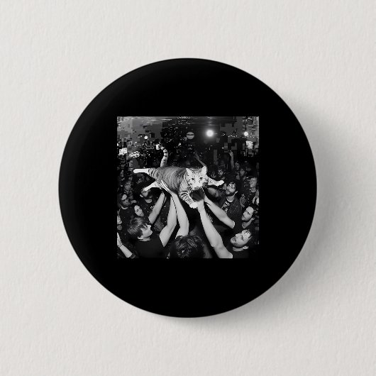 Badge Rond 5 Cm Mème de chat de spectacle rock drôle Chat tabby mi (Devant)