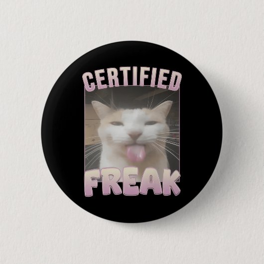 Badge Rond 5 Cm Mème de chat drôle certifié fou (Devant)