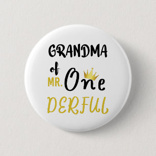 Badge Rond 5 Cm Mémé de MR Onederful Incroyable Drôle 1er Annivers
