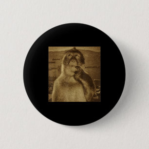 Badge Rond 5 Cm Mème de singe pensif Vintage Rétro