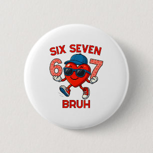 Badge Rond 5 Cm Meme Drôle 67 Six Sept Bruh Cœur Saint-Valentin Ho