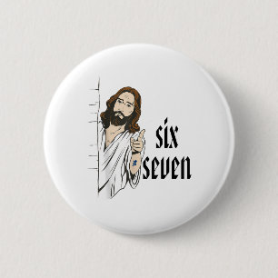 Badge Rond 5 Cm Mème drôle Six Sept Brainrot 6 7 Viral Gen Z 67 T