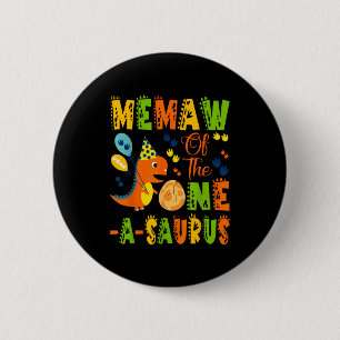 Badge Rond 5 Cm Mémé du dinosaure pour le 1er anniversaire de one-