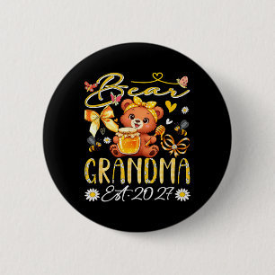 Badge Rond 5 Cm Mémé Est 2027 Nœud Papillon Floral Fête Des Mères
