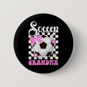 Badge Rond 5 Cm Mémé foot Groovy Grand-mère d'un joueur de foot G