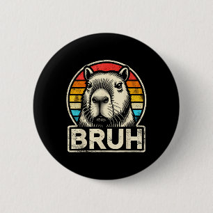 Badge Rond 5 Cm Mème Graphique Funny Capybara Bruh Pour Garçons Fi