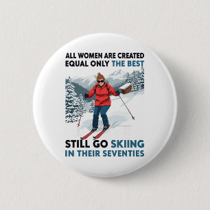 Badge Rond 5 Cm Mémé maman fait toujours du ski dans les années so