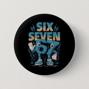 Badge Rond 5 Cm Mème pour enfants 67 Six Sept 6 7 Brainrot italien