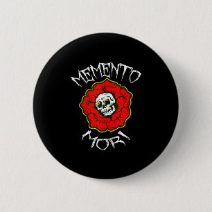 Badge Rond 5 Cm Memento Mori Fleur de tatouage traditionnelle &amp