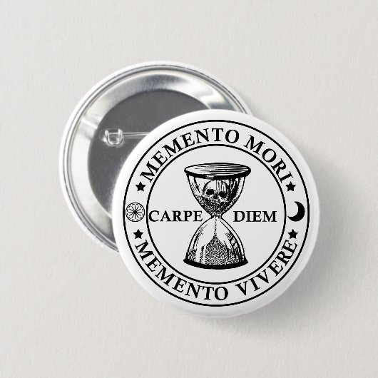 Badge Rond 5 Cm memento mori vivere (Devant & derrière)