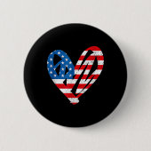 Badge Rond 5 Cm Memorial Day & ; 4 juillet Coeur Partiotique (Devant)
