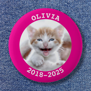 Badge Rond 5 Cm Mémorial de photo de compagnie rose vif