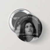 Badge Rond 5 Cm Mémorial funéraire photo en noir blanc customisé (Devant & derrière)