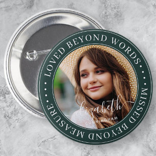 Badge Rond 5 Cm Memorial Love Beyond Words Élégant Photo Chic