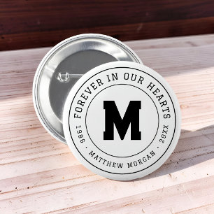 Badge Rond 5 Cm Mémorial Monogramme Forever In Our Hearts