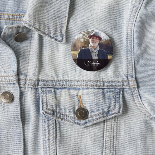 Badge Rond 5 Cm Mémorial photo classique et simple (En situation)