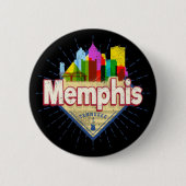 Badge Rond 5 Cm Memphis Tennessee United States Retro Skyline (Devant)