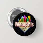 Badge Rond 5 Cm Memphis Tennessee United States Retro Skyline (Devant & derrière)