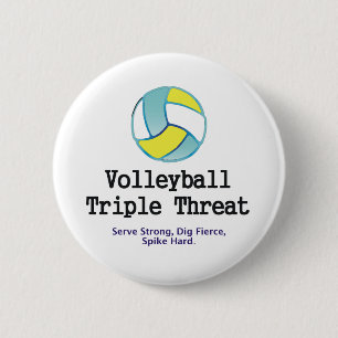 Badge Rond 5 Cm Menace SUPÉRIEURE de triple de volleyball
