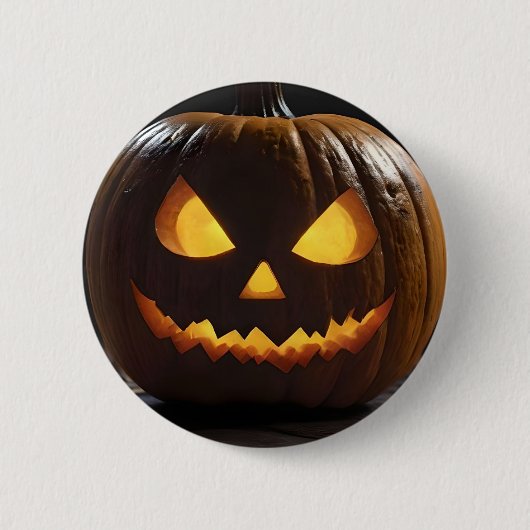 Badge Rond 5 Cm Menacer Citrouille Halloween, (Devant)